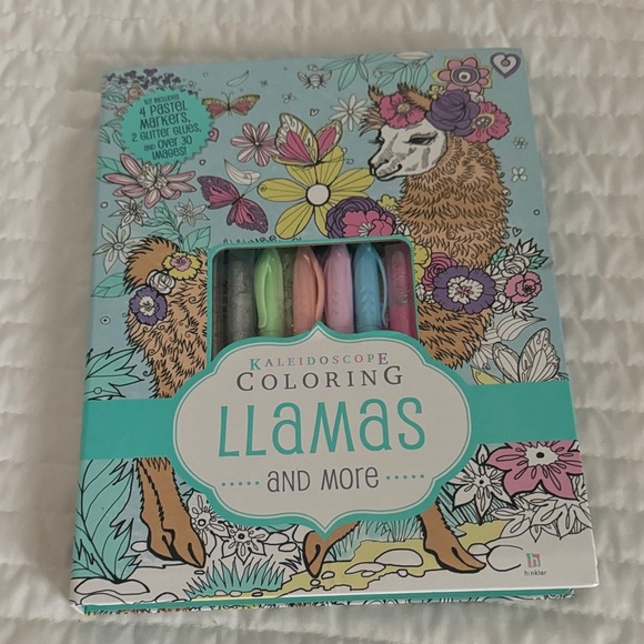 Kaleidoscope Coloring Llamas Book with Markers - Picture 1 of 8